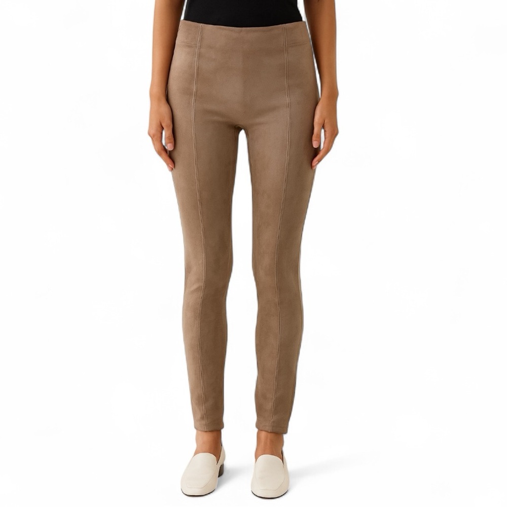Spanx Faux Suede Leggings 20322Q Women’s PXL Camel High Rise Shaping‎ Chic